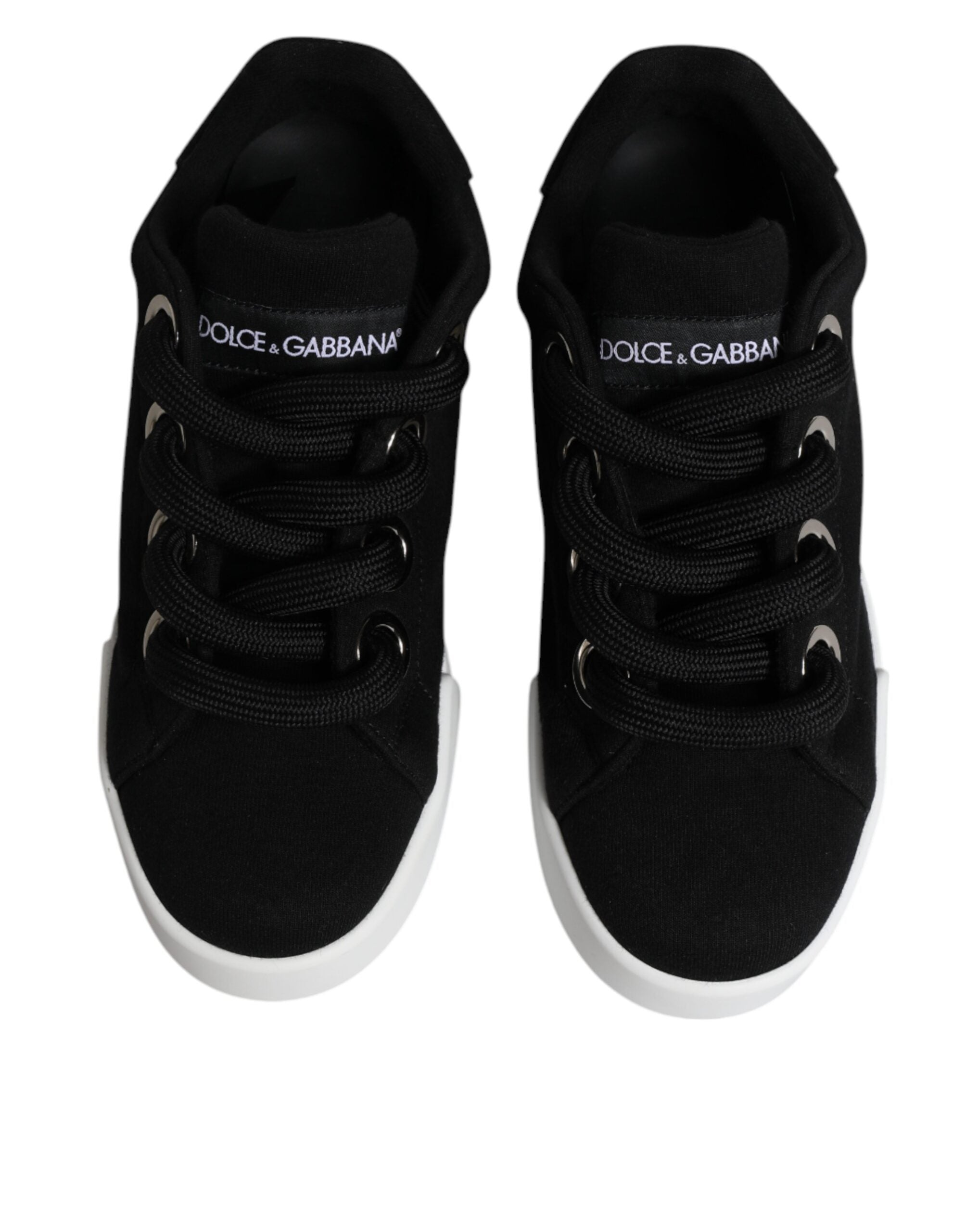 Dolce &amp; Gabbana Dolce &amp; Gabbana Black Portofino Low Top Sneakers Shoes/EU37/US7/Black/White