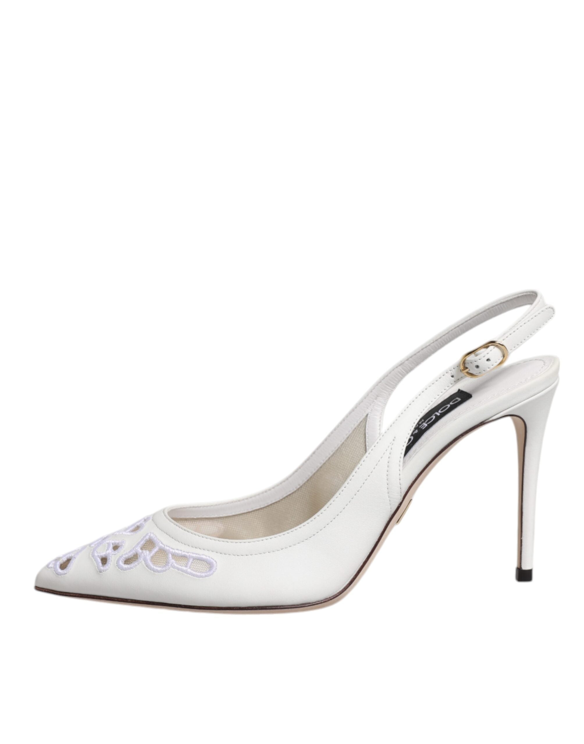 Dolce &amp; Gabbana Dolce &amp; Gabbana White Leather Stiletto Heels Slingback Shoes/EU36/US6/White