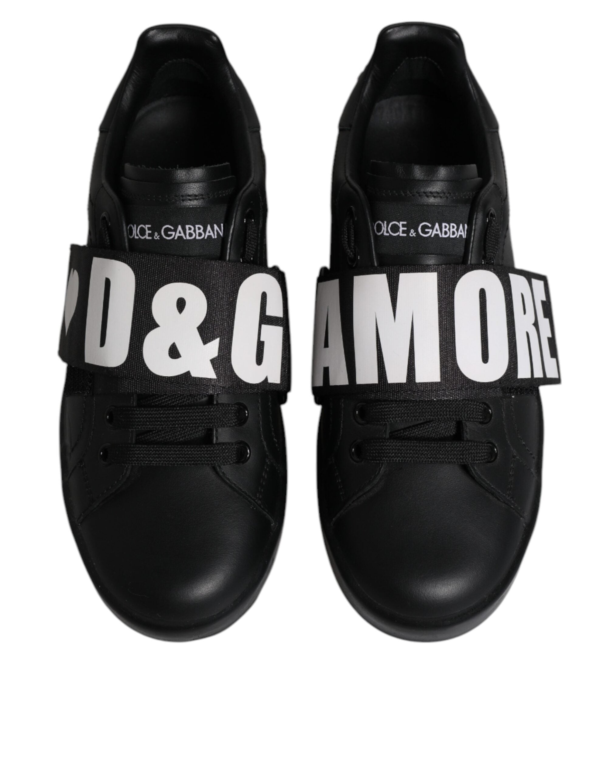 Dolce &amp; Gabbana Dolce &amp; Gabbana Black D&amp;G AMORE Low Top Sneakers Shoes/EU37/US7/Black and White