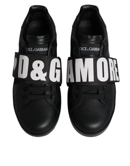 Dolce &amp; Gabbana Dolce &amp; Gabbana Black D&amp;G AMORE Low Top Sneakers Shoes/EU37/US7/Black and White