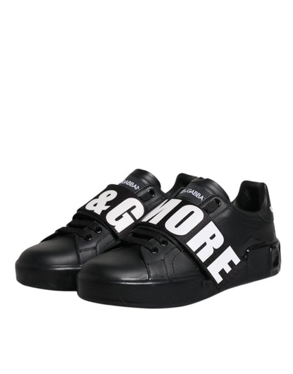 Dolce &amp; Gabbana Dolce &amp; Gabbana Black D&amp;G AMORE Low Top Sneakers Shoes/EU37/US7/Black and White