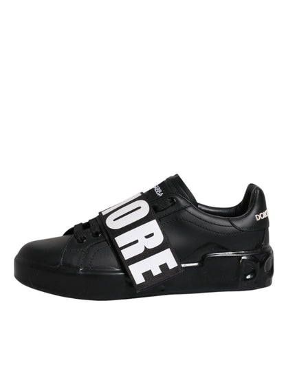 Dolce &amp; Gabbana Dolce &amp; Gabbana Black D&amp;G AMORE Low Top Sneakers Shoes/EU37/US7/Black and White