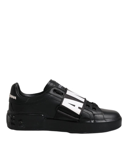 Dolce &amp; Gabbana Dolce &amp; Gabbana Black D&amp;G AMORE Low Top Sneakers Shoes/EU37/US7/Black and White