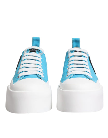 Dolce &amp; Gabbana Dolce &amp; Gabbana Blue White Canvas Logo Low Top Sneakers Shoes/EU39/US9/Blue and White