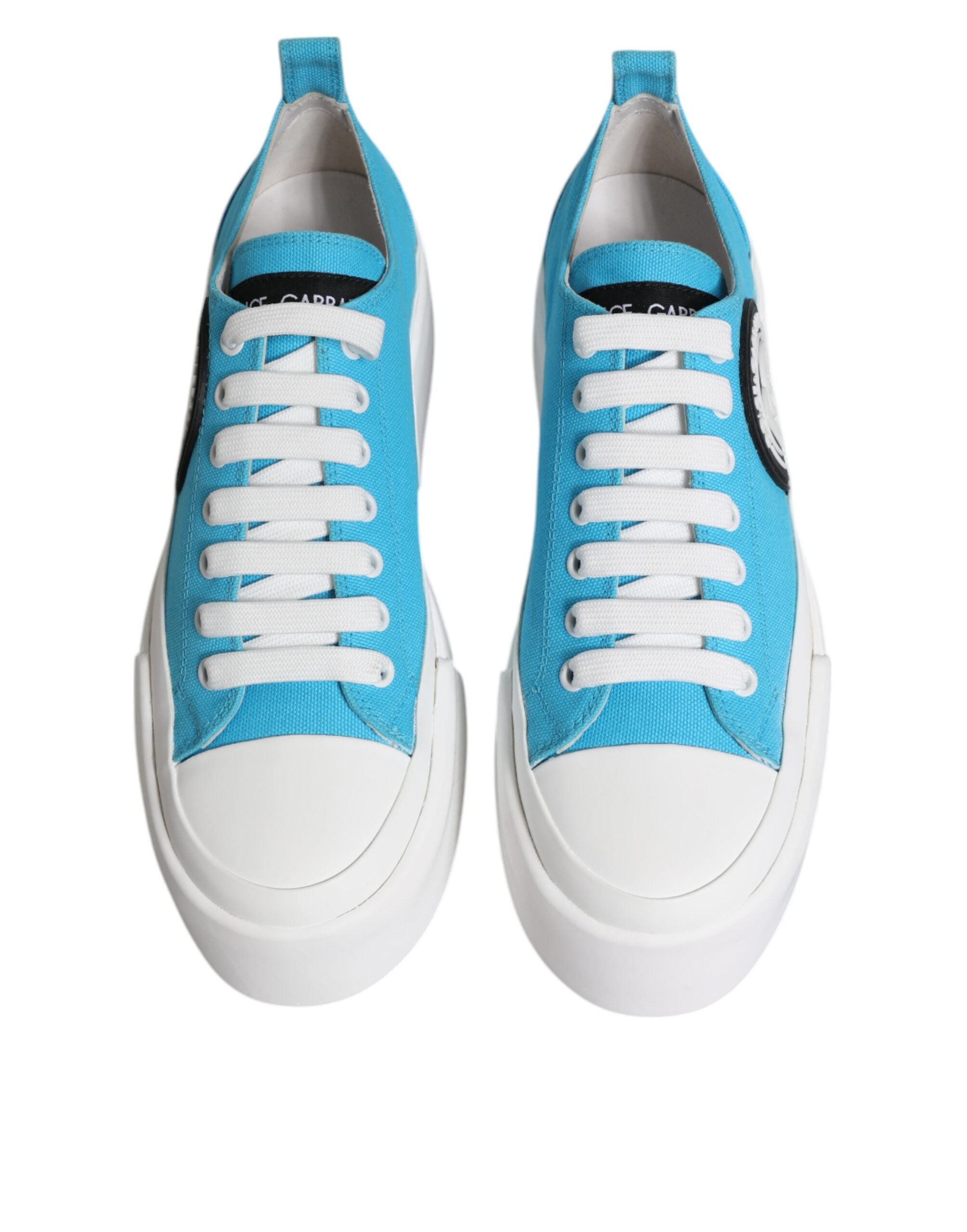 Dolce &amp; Gabbana Dolce &amp; Gabbana Blue White Canvas Logo Low Top Sneakers Shoes/EU39/US9/Blue and White