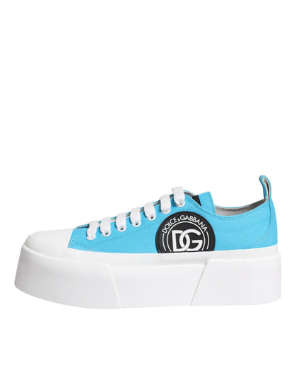 Dolce &amp; Gabbana Dolce &amp; Gabbana Blue White Canvas Logo Low Top Sneakers Shoes/EU39/US9/Blue and White