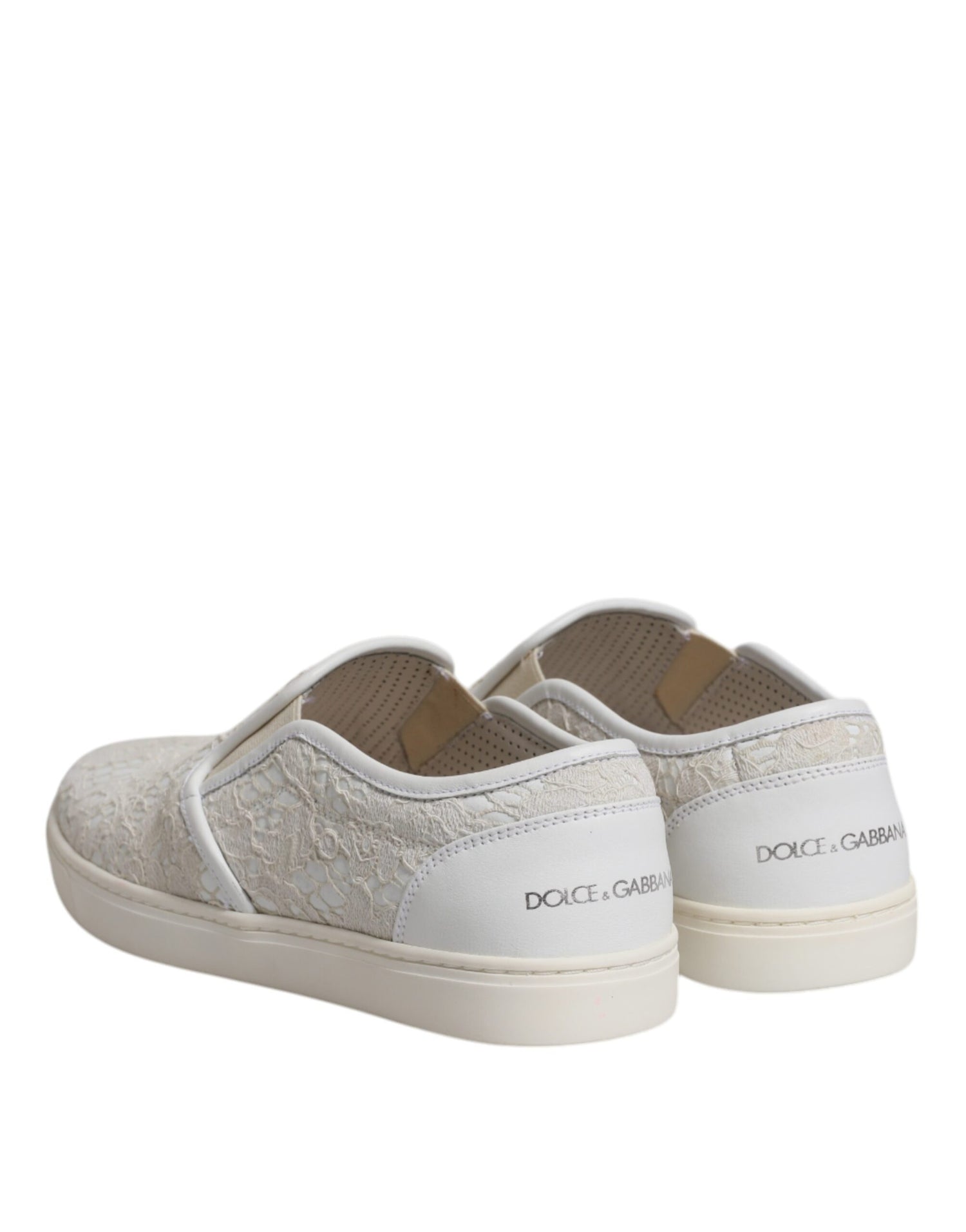 Dolce &amp; Gabbana Dolce &amp; Gabbana White Floral Lace Slip On Loafers Shoes/EU38.5/US8.5/White