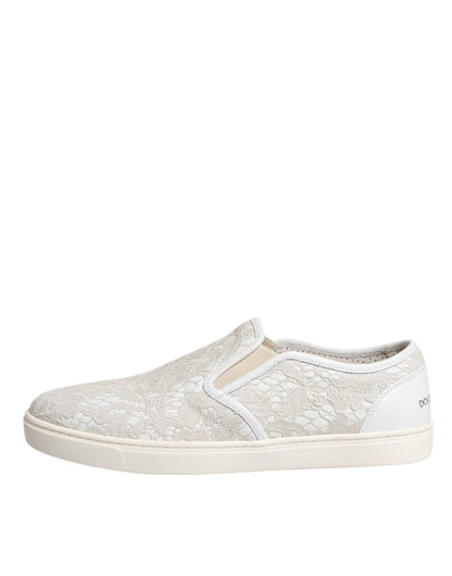 Dolce &amp; Gabbana Dolce &amp; Gabbana White Floral Lace Slip On Loafers Shoes/EU38.5/US8.5/White