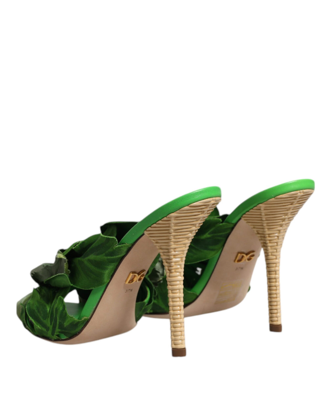 Dolce &amp; Gabbana Dolce &amp; Gabbana Green Crystal Slides KEIRA Sandal Shoes/EU37.5/US7.5/Green