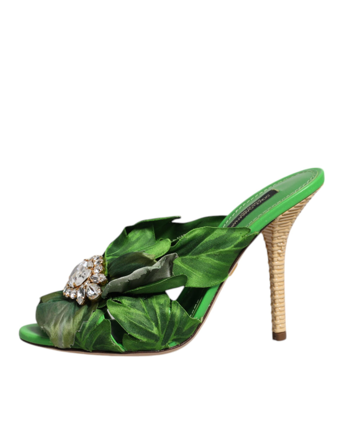 Dolce &amp; Gabbana Dolce &amp; Gabbana Green Crystal Slides KEIRA Sandal Shoes/EU37.5/US7.5/Green