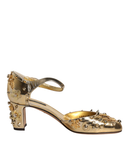 Dolce &amp; Gabbana Dolce &amp; Gabbana Gold Studs Vally Slingback Sandals Shoes/EU38/US8/Gold