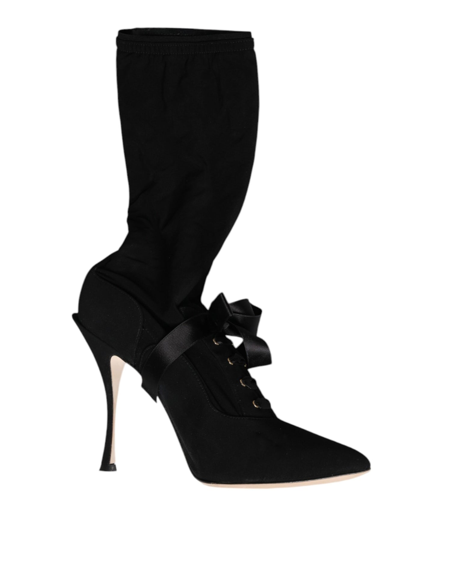 Dolce &amp; Gabbana Dolce &amp; Gabbana Black Stiletto Heels Mid Calf Boots Shoes/EU40.5/US10.5/Black