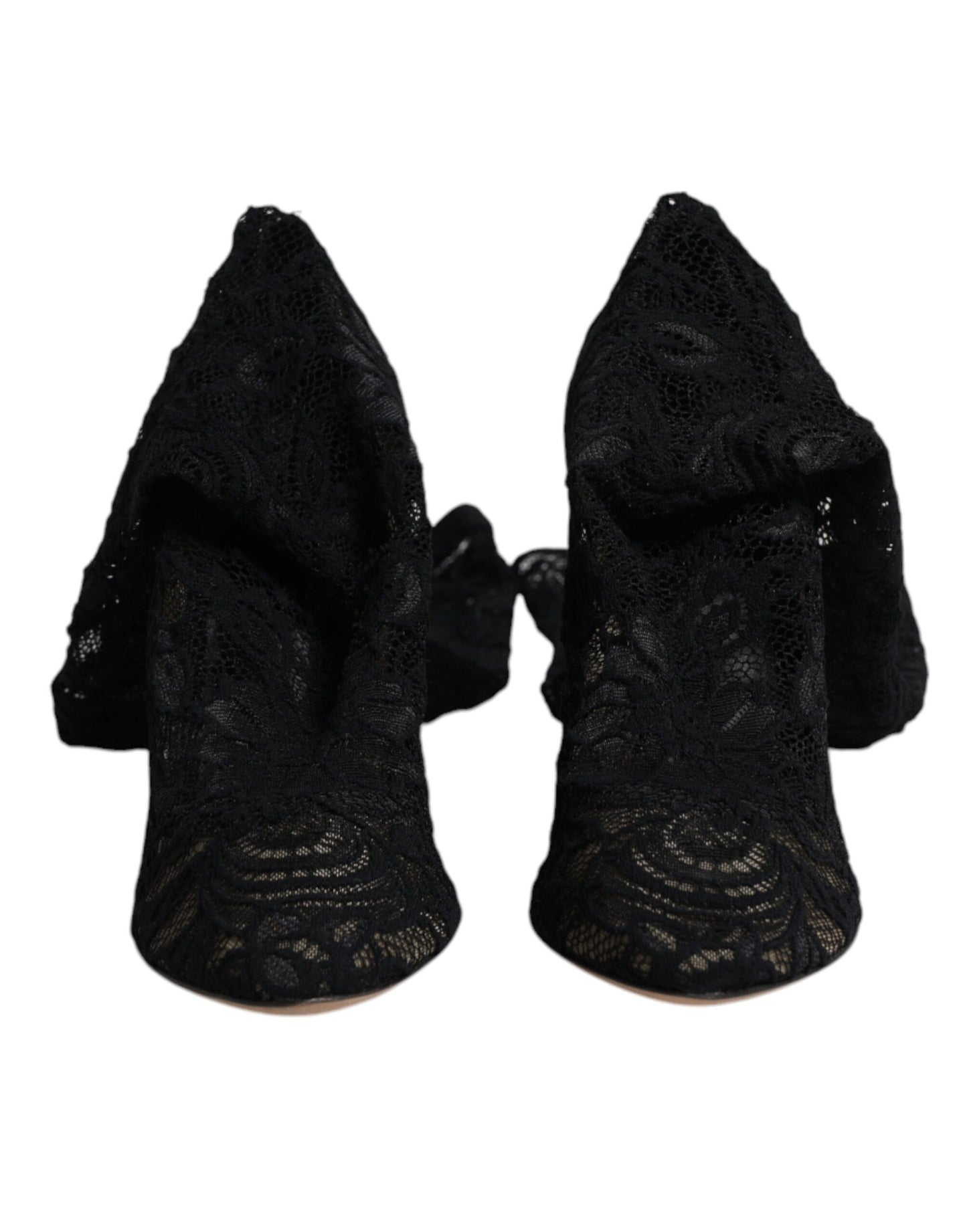 Dolce & Gabbana Dolce & Gabbana Black Stretch Socks Taormina Lace Boots Shoes/EU39/US9/Black