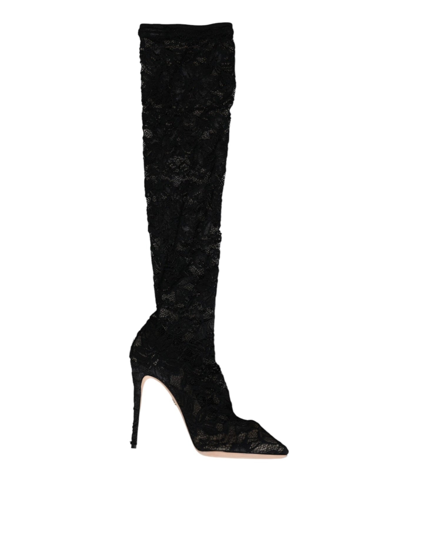 Dolce & Gabbana Dolce & Gabbana Black Stretch Socks Taormina Lace Boots Shoes/EU39/US9/Black