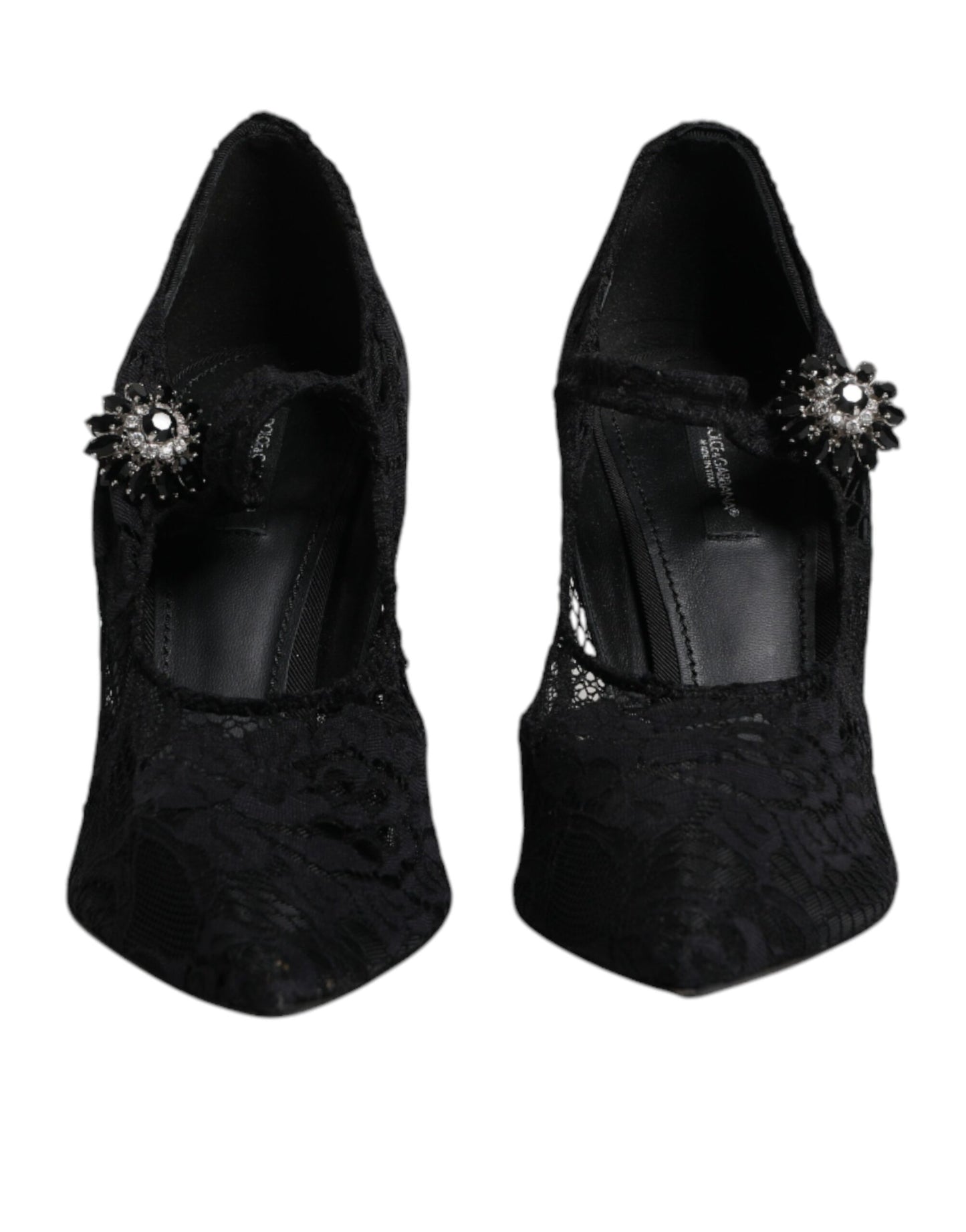 Dolce & Gabbana Dolce & Gabbana Black Lace Crystals Mary Jane Pumps Shoes/EU41/US11/Black