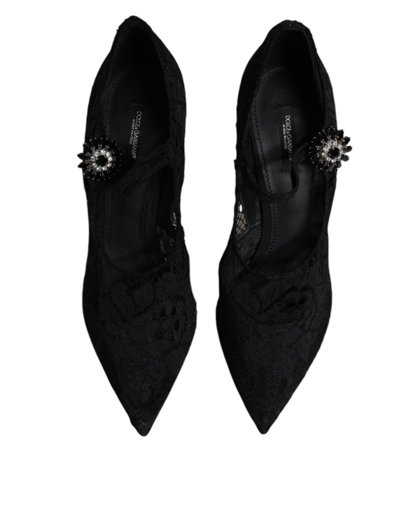 Dolce & Gabbana Dolce & Gabbana Black Lace Crystals Mary Jane Pumps Shoes/EU41/US11/Black