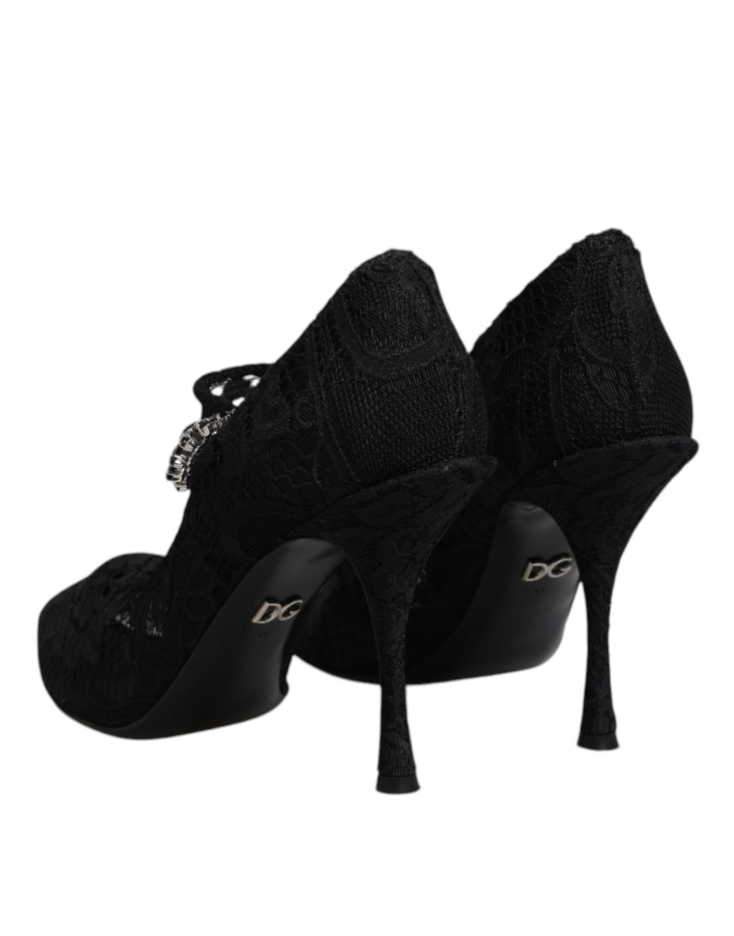 Dolce & Gabbana Dolce & Gabbana Black Lace Crystals Mary Jane Pumps Shoes/EU41/US11/Black