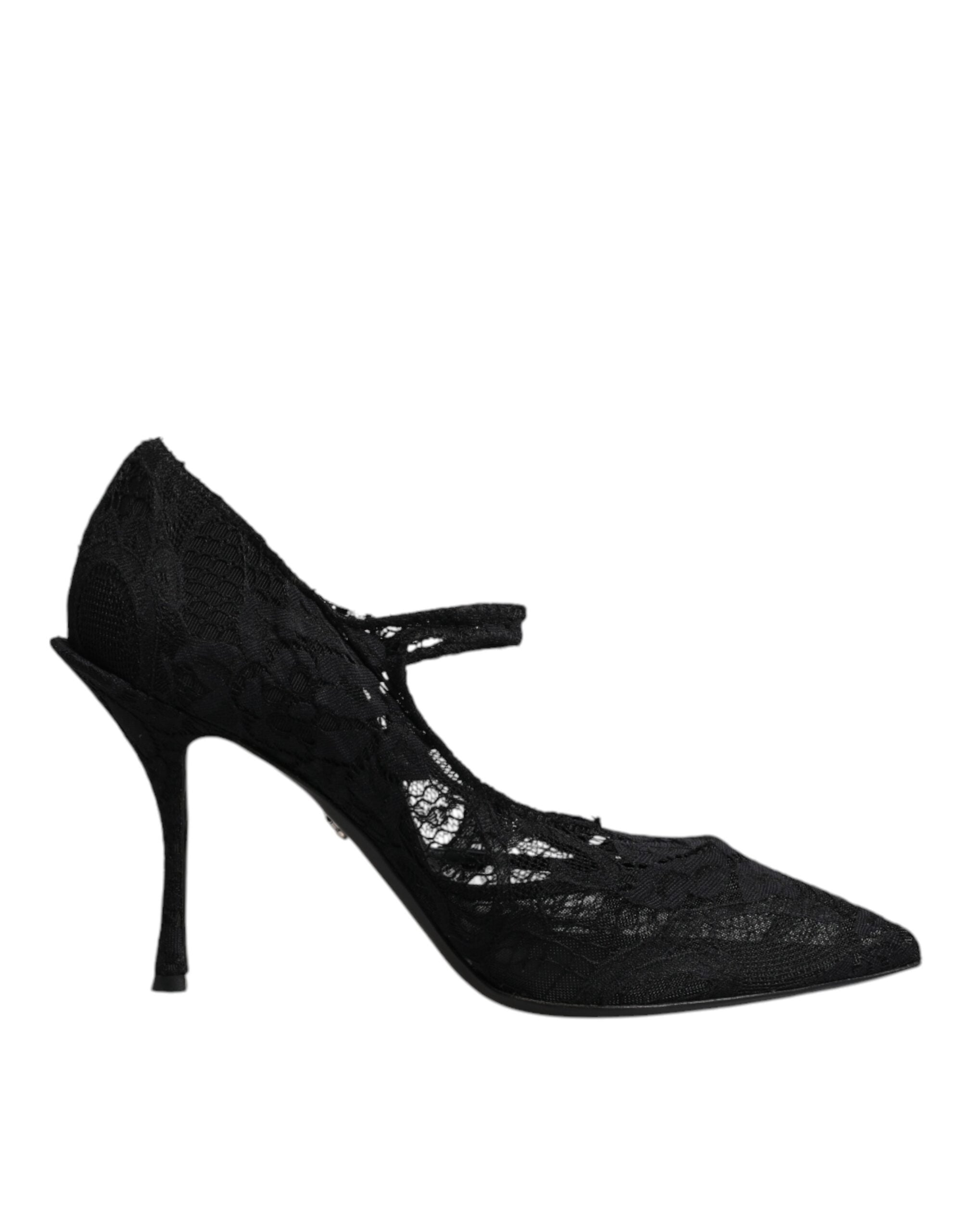 Dolce &amp; Gabbana Dolce &amp; Gabbana Black Lace Crystals Mary Jane Pumps Shoes/EU41/US11/Black