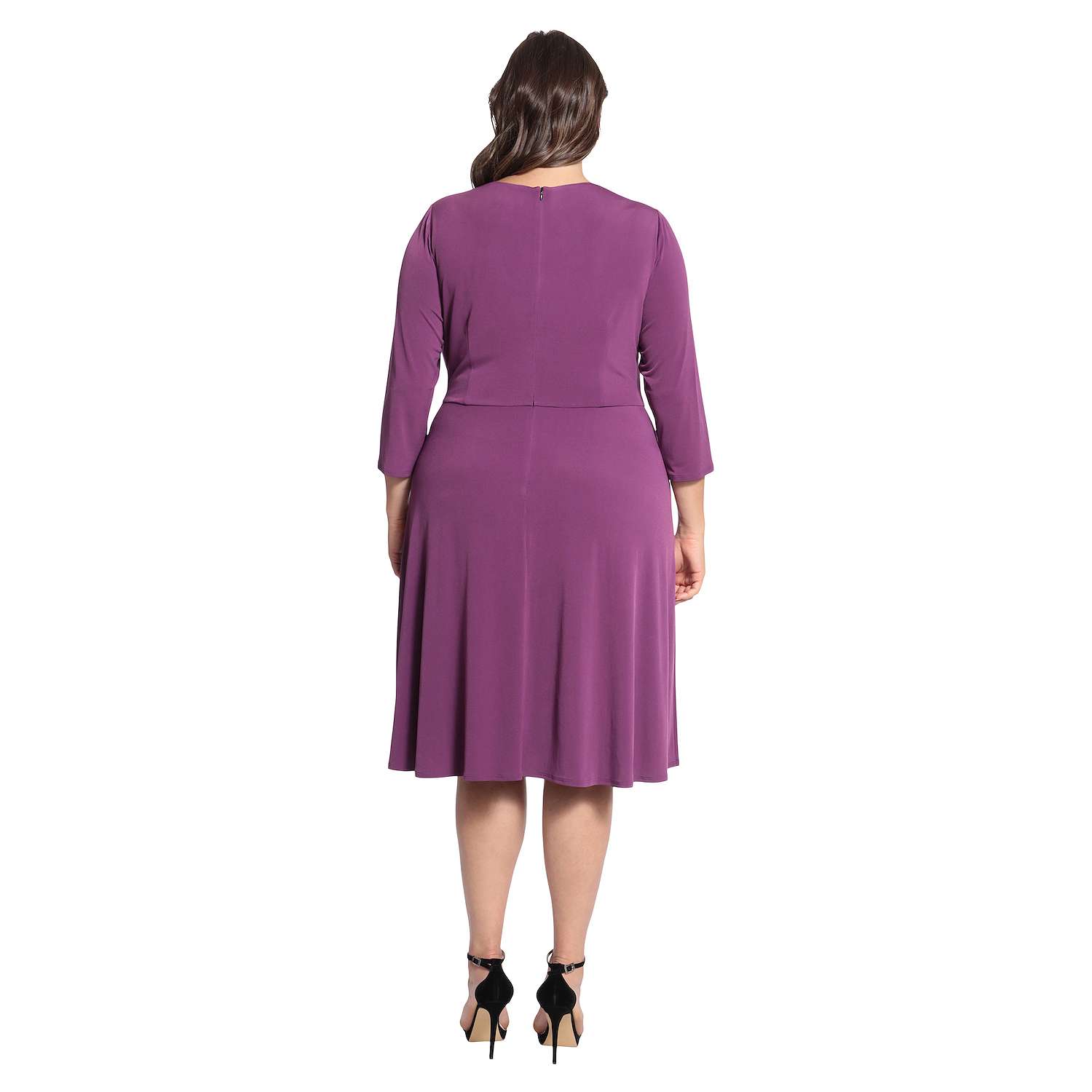 London Times Side Ruched Midi Dress - /Purple