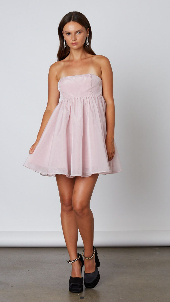 Pink Babydoll Strapless Mini / L NWOT