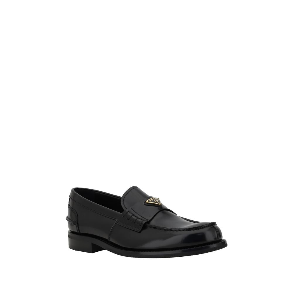 Prada Triangular plaque Loafers/EU39.5/US6.5/Black