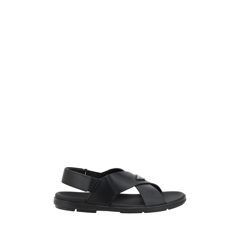 Prada Logoed Sandals/EU40.5/US7.5/Black