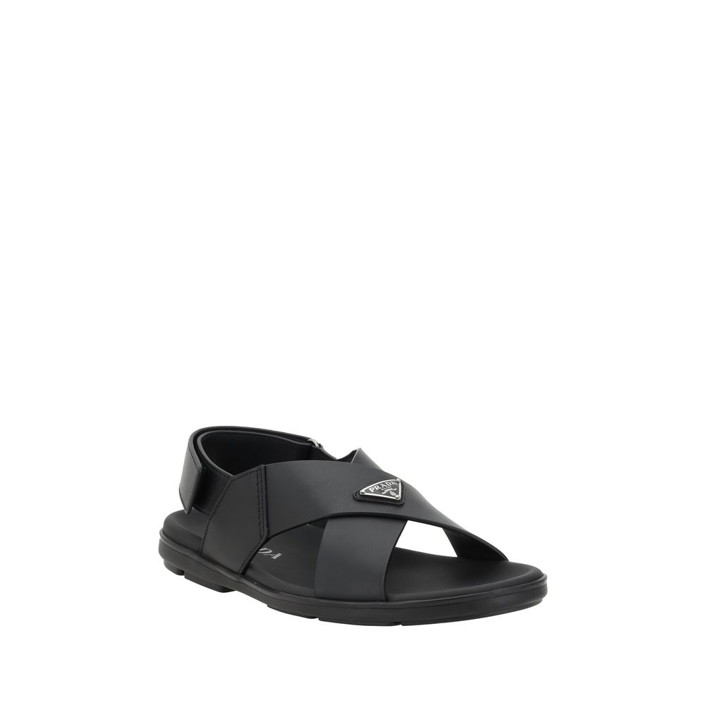 Prada Logoed Sandals/EU42.5/US9.5/Black