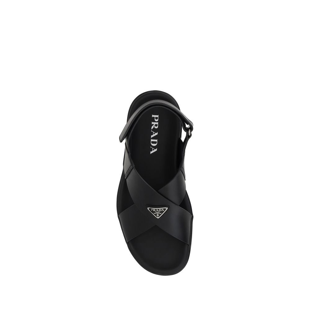 Prada Logoed Sandals/EU41.5/US8.5/Black