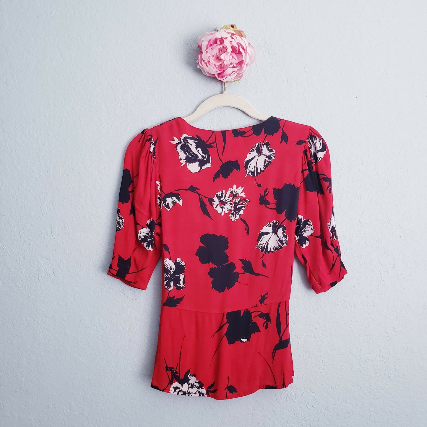 Yumi Kim Half Sleeve Paige Wrap Blouse - Floral - Red Multi/Floral Tango Red - XS