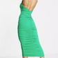 Asos Green Ruched Side Strappy Midi Dress