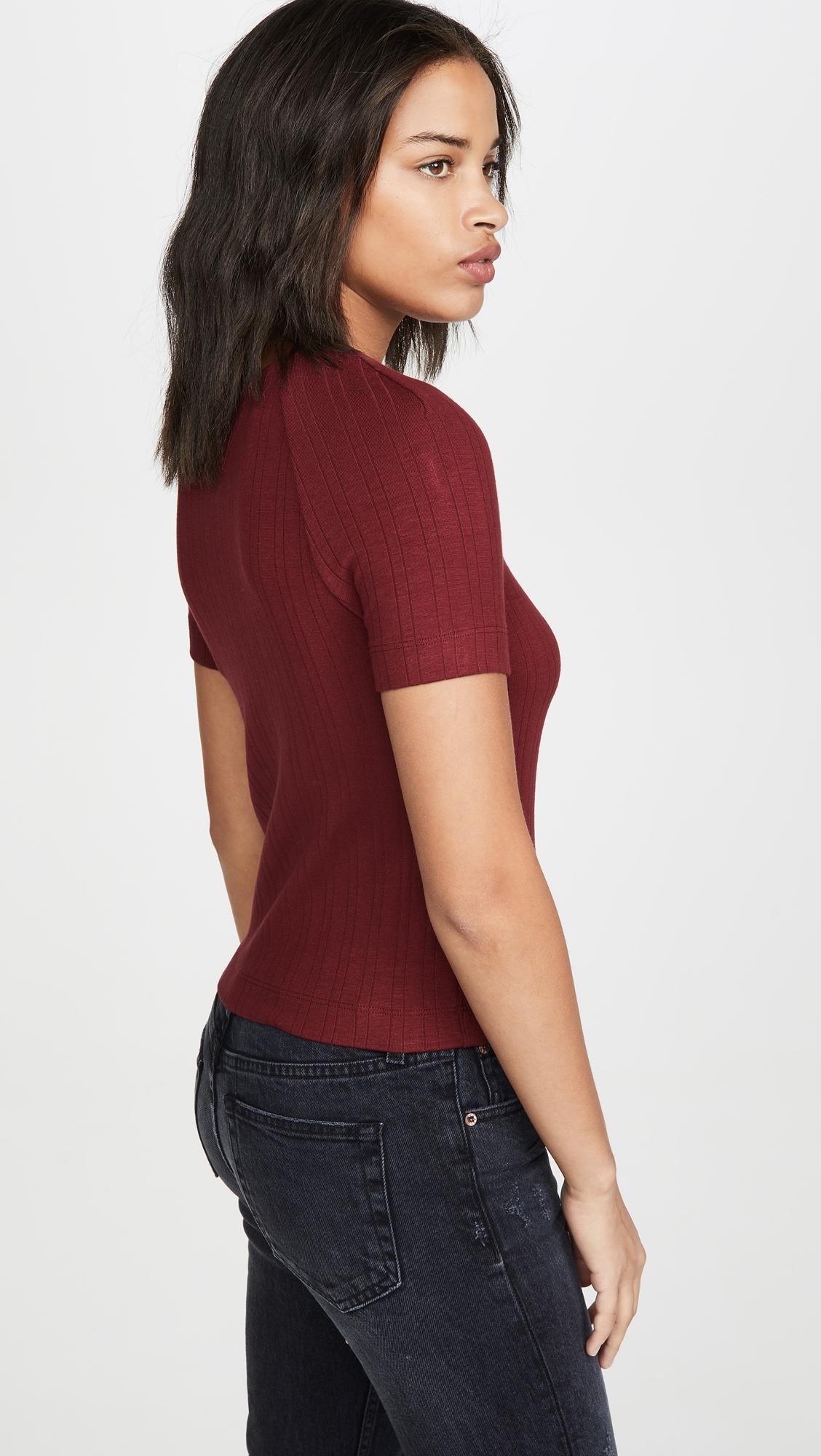 3x1 Slim Knit Henley - /Red