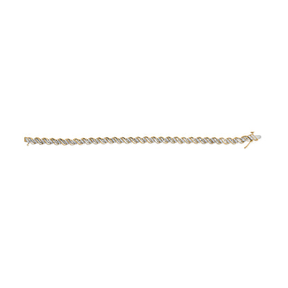 Haus of Brilliance 10k Yellow Gold 1.00 Cttw Round-Cut and Baguette-Cut S-Link 7.25&quot; Bracelet (I-J Color, I2-I3 Clarity)