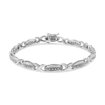 Haus of Brilliance .925 Sterling Silver 1/5 Cttw Round-Cut Diamond &quot;X&quot; Link Bracelet - Size 7.50&quot; (I-J Color, I2-I3 Clarity)