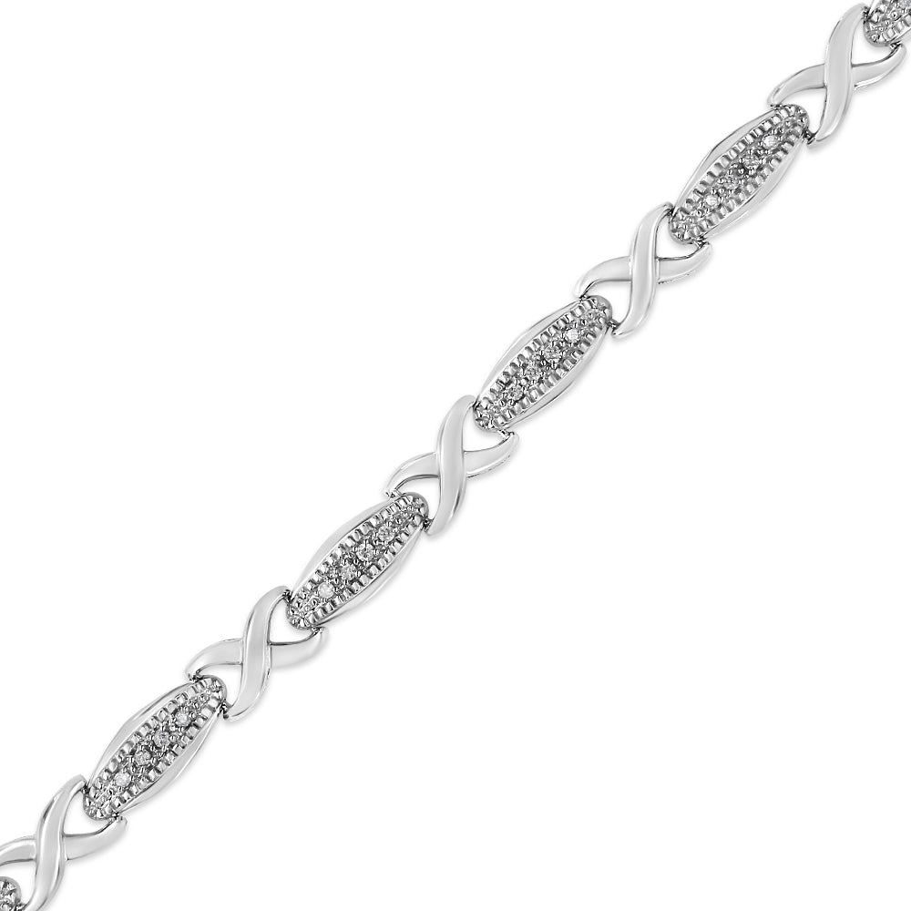 Haus of Brilliance .925 Sterling Silver 1/5 Cttw Round-Cut Diamond &quot;X&quot; Link Bracelet - Size 7.50&quot; (I-J Color, I2-I3 Clarity)