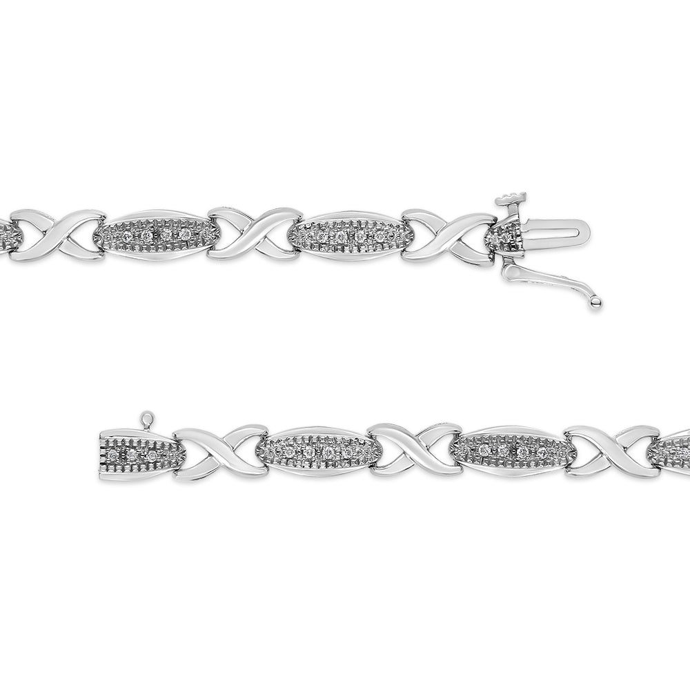 Haus of Brilliance .925 Sterling Silver 1/5 Cttw Round-Cut Diamond &quot;X&quot; Link Bracelet - Size 7.50&quot; (I-J Color, I2-I3 Clarity)