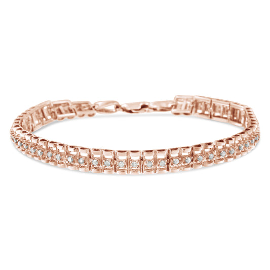 Haus of Brilliance 10K Rose Gold Plated .925 Sterling Silver 1/2 Cttw Diamond Double-Link 7" Tennis Bracelet (I-J Color, I3 Clarity)