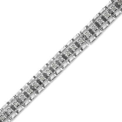 Haus of Brilliance .925 Sterling Silver 1.0 Cttw Rose Cut Diamond Double-Link 7&quot; Tennis Bracelet (I-J Color, I3 Clarity)