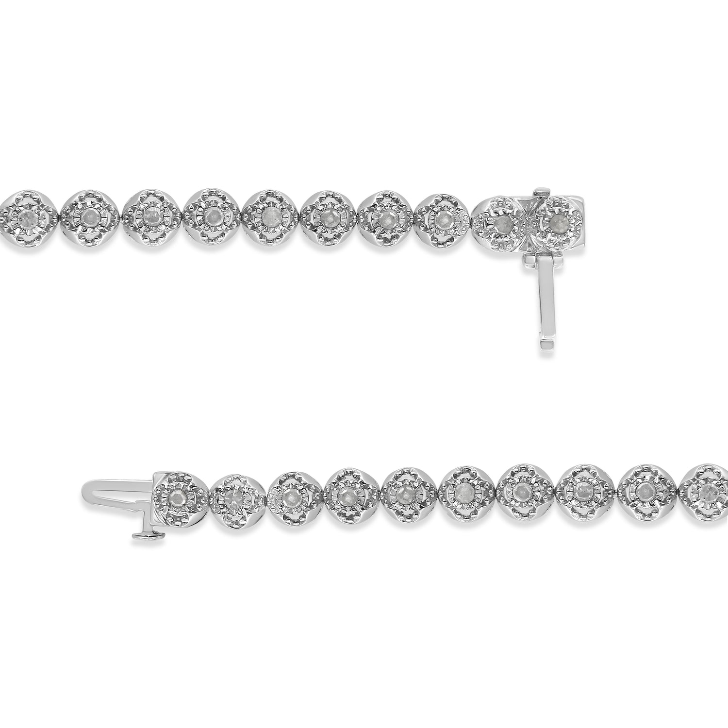 Haus of Brilliance .925 Sterling Silver 1.0 Cttw Diamond Miracle-Plate Open Quatrefoil Flower Circle-Link 7&quot; Tennis Bracelet (I-J color, I3 clarity)