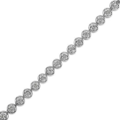 Haus of Brilliance .925 Sterling Silver 1.0 Cttw Diamond Miracle-Plate Open Quatrefoil Flower Circle-Link 7&quot; Tennis Bracelet (I-J color, I3 clarity)