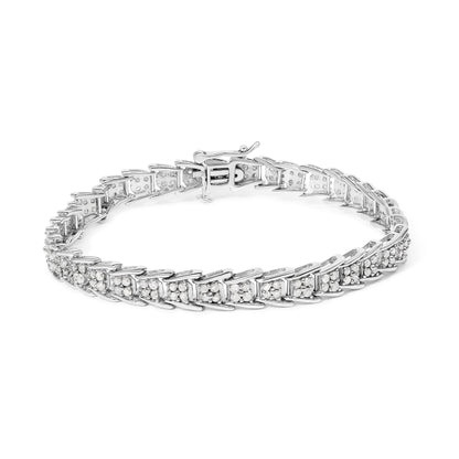 Haus of Brilliance .925 Sterling Silver 2.0 Cttw Diamond Fan-Shaped Fancy Chevron Link Tennis Bracelet (I-J Color, I3 Clarity) - 7&quot;