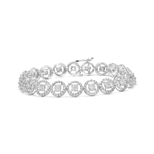 Haus of Brilliance .925 Sterling Silver 1/2 Cttw Diamond Nested Circle Miracle Set Open 7" Fashion Link Bracelet (I-J Color, I3 Clarity)