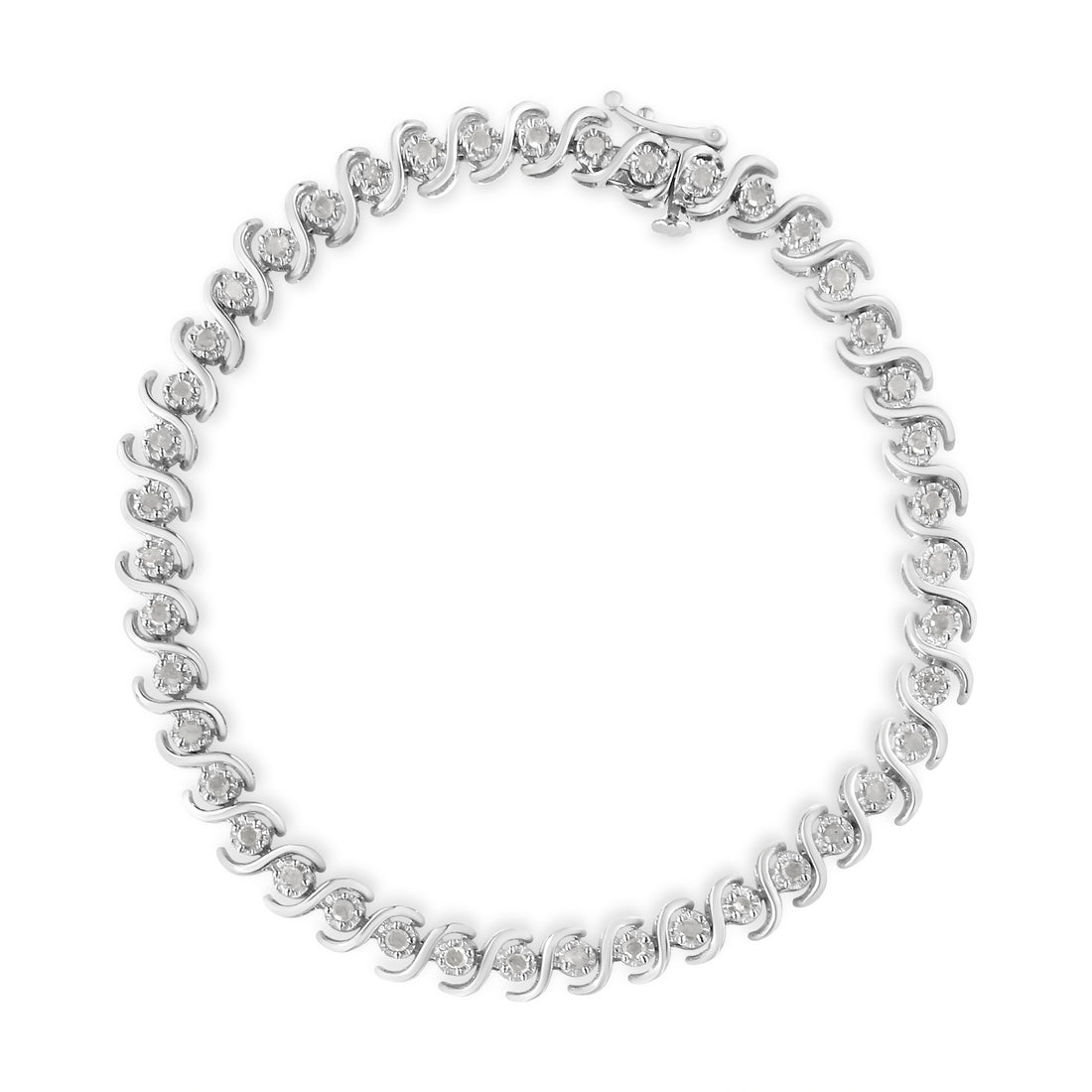 Haus of Brilliance .925 Sterling Silver 1.0 Cttw Round Miracle-Set Diamond 7&quot; Tennis Bracelet (I-J Color, I3 Clarity)