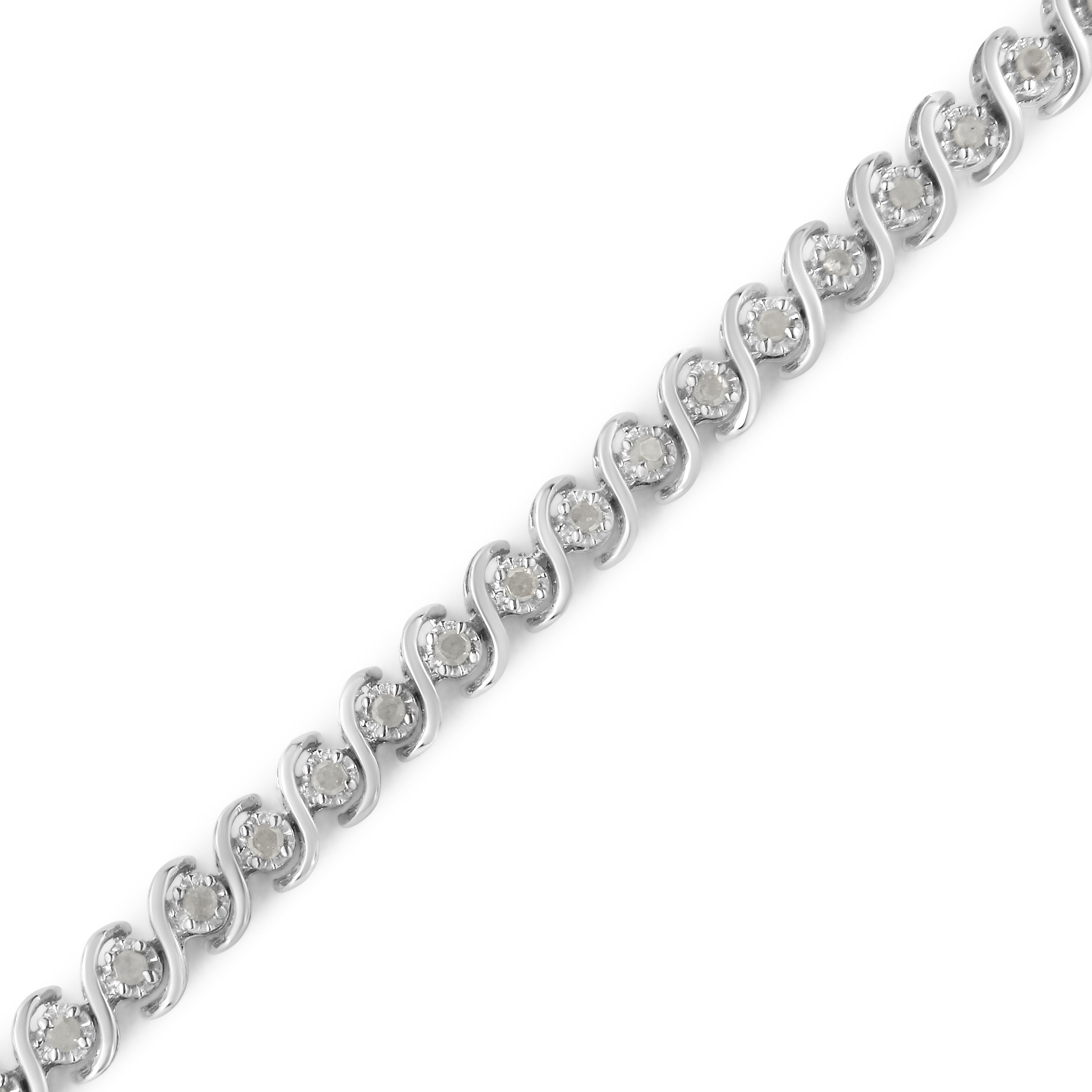 Haus of Brilliance .925 Sterling Silver 1.0 Cttw Round Miracle-Set Diamond 7&quot; Tennis Bracelet (I-J Color, I3 Clarity)