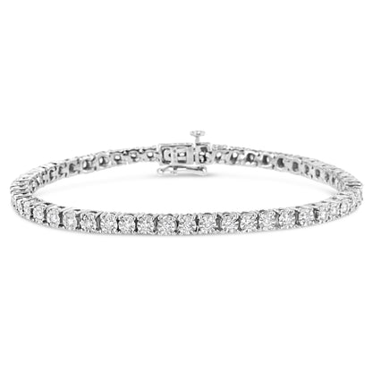 Haus of Brilliance .925 Sterling Silver 1.0 Cttw Lab Grown Diamond Illusion-Set Miracle Plate Tennis Bracelet (G-H Color, VS1-VS2 Clarity) - Size 7.25&quot;