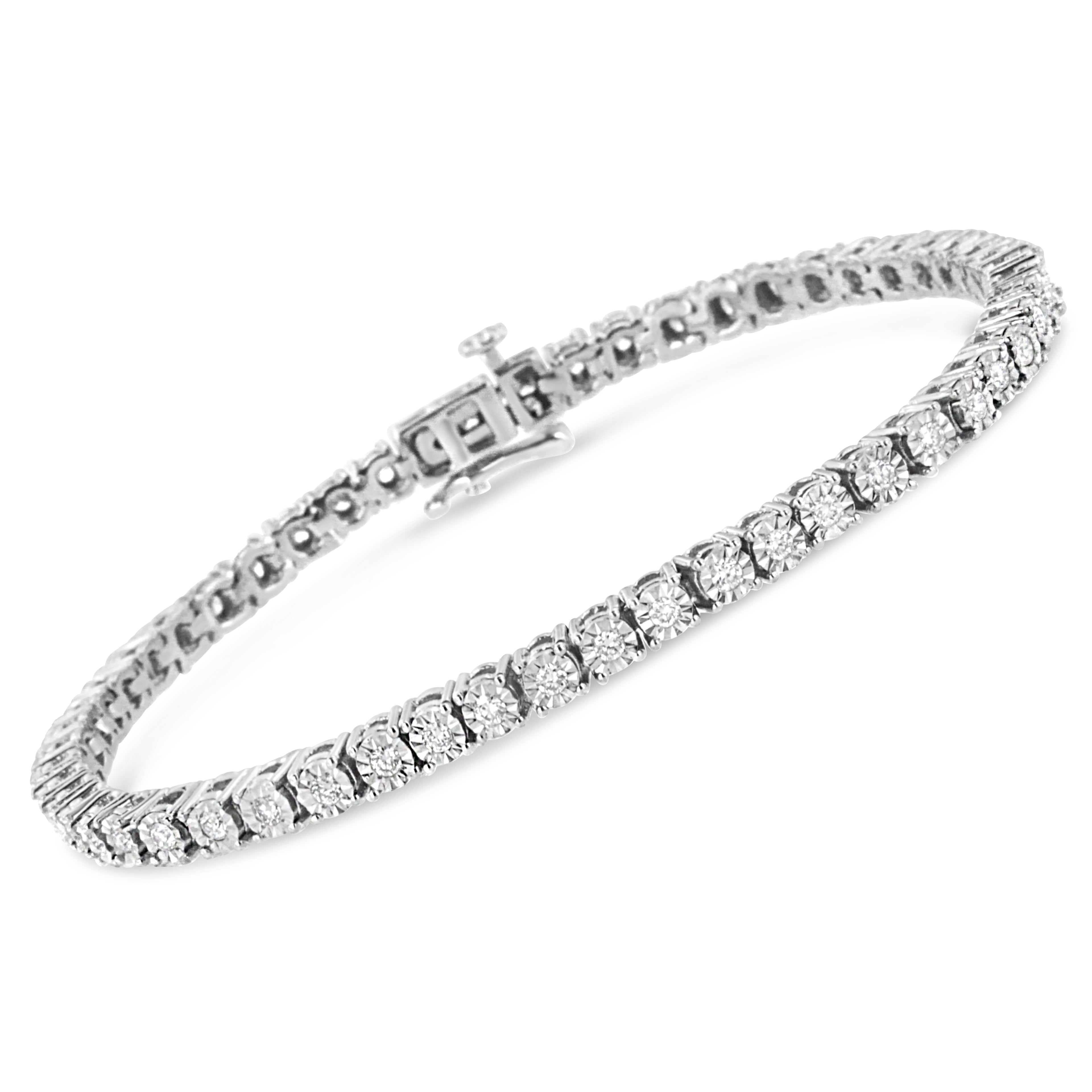 Haus of Brilliance .925 Sterling Silver 1.0 Cttw Lab Grown Diamond Illusion-Set Miracle Plate Tennis Bracelet (G-H Color, VS1-VS2 Clarity) - Size 7.25&quot;