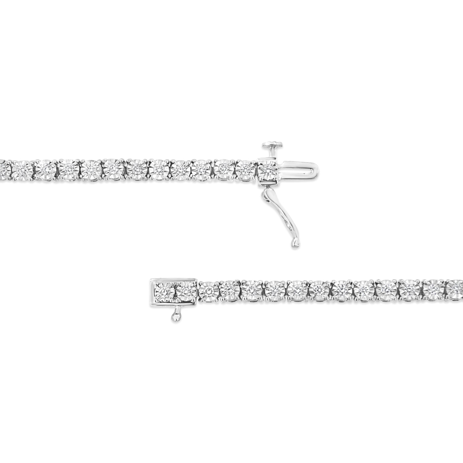 Haus of Brilliance .925 Sterling Silver 1.0 Cttw Lab Grown Diamond Illusion-Set Miracle Plate Tennis Bracelet (G-H Color, VS1-VS2 Clarity) - Size 7.25&quot;