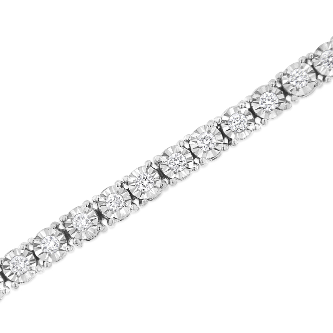 Haus of Brilliance .925 Sterling Silver 1.0 Cttw Lab Grown Diamond Illusion-Set Miracle Plate Tennis Bracelet (G-H Color, VS1-VS2 Clarity) - Size 7.25&quot;