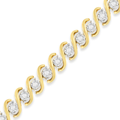 Haus of Brilliance Yellow Plated Sterling Silver Round-Cut Diamond Bracelet (0.5 cttw, H-I Color, I2-I3 Clarity)