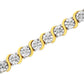 Haus of Brilliance 14K Yellow Gold Plated .925 Sterling Silver 1/10 Cttw Diamond Round Miracle Plate and "S" Link Tennis Bracelet (I-J Color, I2- I3 Clarity) - 7"