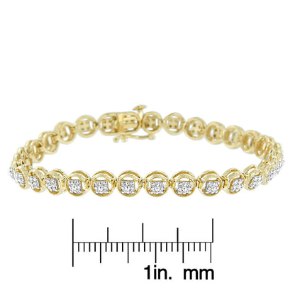 Haus of Brilliance 2 Micron 14K Yellow Gold Plated Sterling Silver Diamond Circle Tennis Bracelet (0.10 cttw, I-J Color, I2-I3 Clarity)